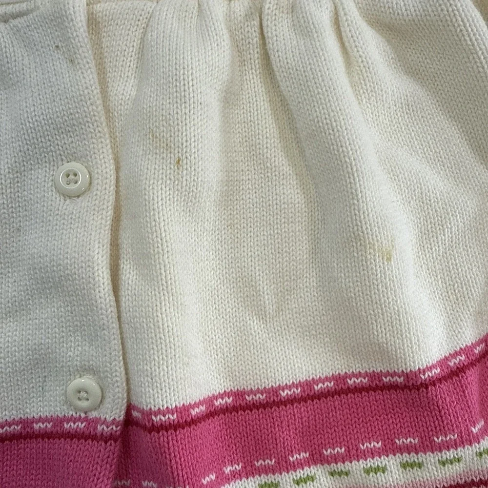 Gymboree Cardigan Sweater‎ Girls 5T Ivory Pink Polka Dot Knit Cottagecore